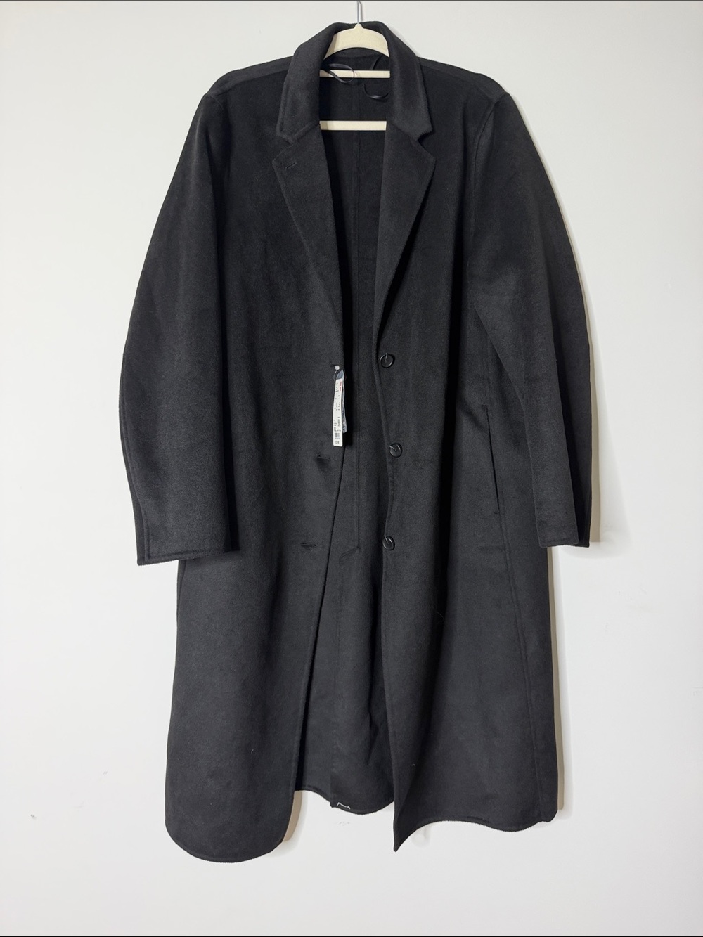NWT Uniqlo Black Women XXL Double Face Chester Long Pea Coat Work Winter Jacket